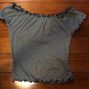 Black and white striped crop top